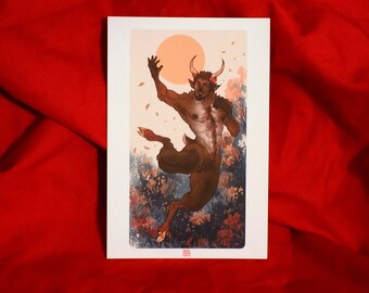 SATYR 4x6 Art Print [original | fantasy | terato | pan | faun | monster | postcard]