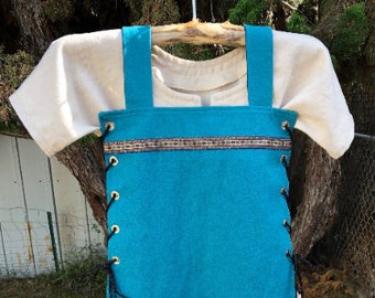 Toddler 2T Viking APRON dress, reversible and adjustable viking apron, hangerock apron dress, Child viking dress, Girl Viking costume