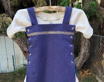 18-24 mo Viking apron & underdress, complete outfit, reversible and adjustable apron, Viking apron dress, toddler dress, child gift