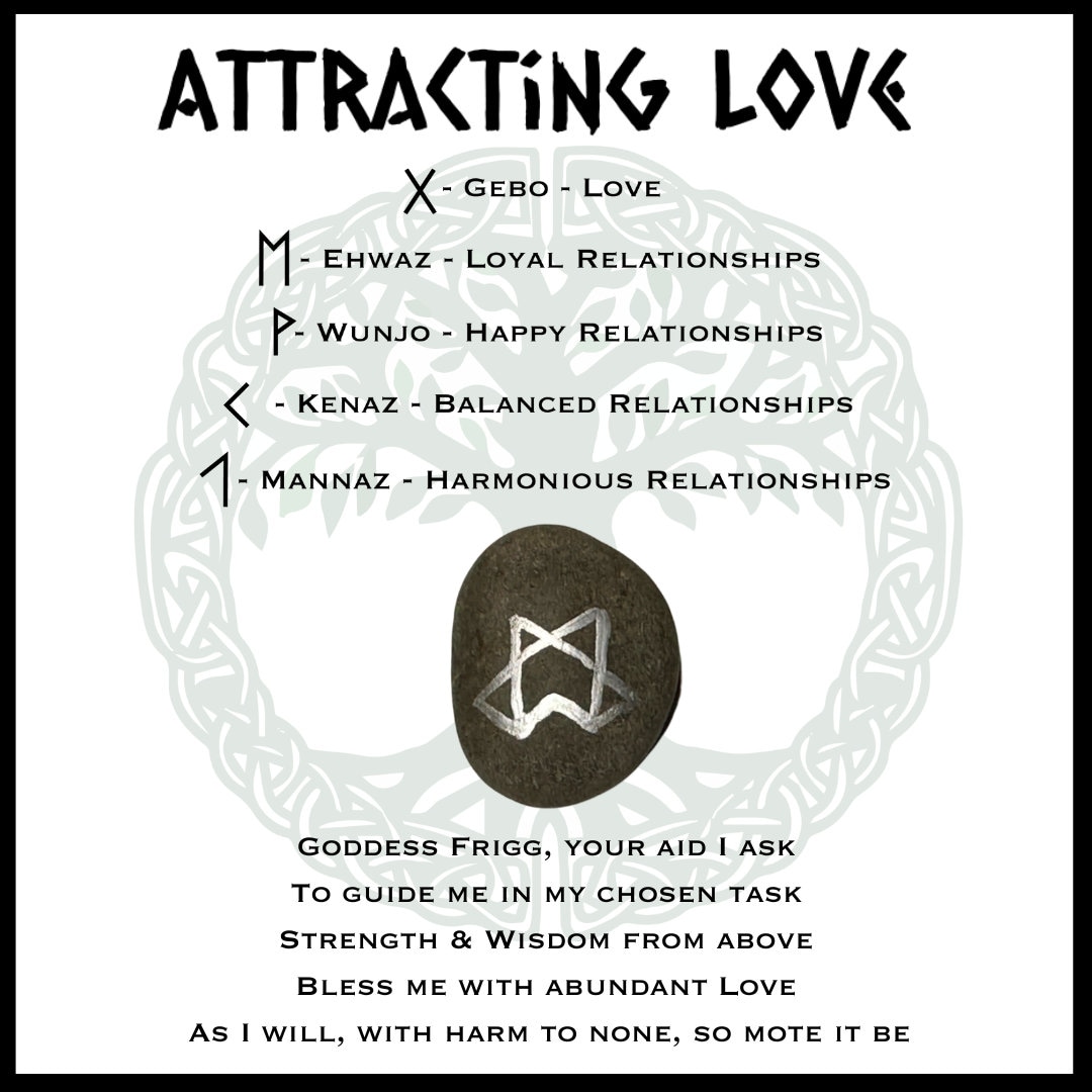 Love Spell Bind Rune With Viking Prayer, Bind Rune, Love Spell