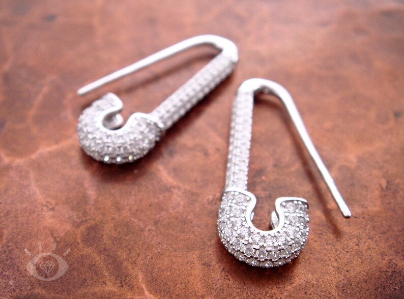 Goth Earrings Safety Pin /& Crystal Sterling Silver Hook Earrings Punk Jewelry Safety Pin Jewelry Punk Earrings Sterling Silver Earrings
