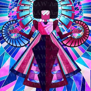 Garnet Stained Glass Print