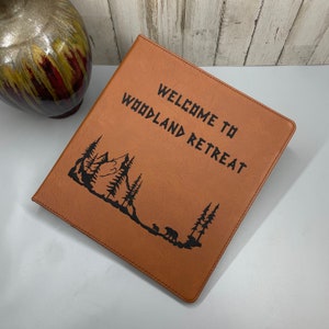 Personalized Binder , 3 ring Binder , Custom Binder , Guest Book , Air BnB , Cabin , Family Planner , Trip Planner , Mountain , Bear ,  Deer