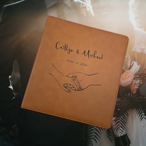 Laser Engraved Vegan Leather Wedding Planner Binder: Personalized Photo Album Guest Book