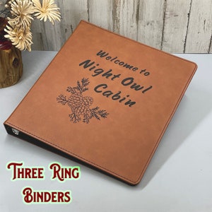 Personalized 3 ring Binder, Guest Book, Air BnB, Cabin Rental, Family Planner, Trip Pinecone