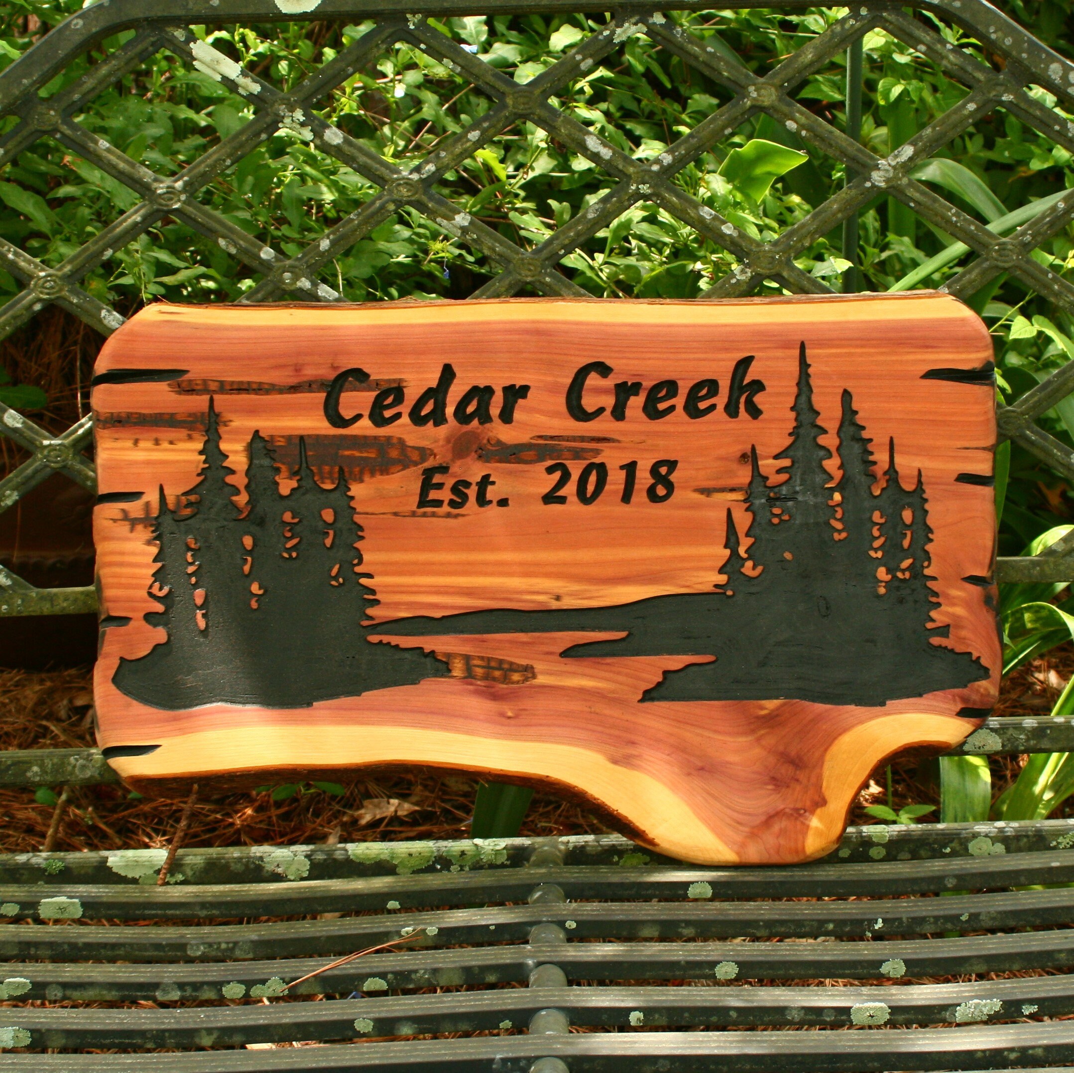 Live Edge Wood Sign Wooden Cedar Carve Cabin Outdoor Etsy