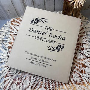 Personalized Vegan Leather Wedding Officiant Binder: Engraved 3-Ring Planner