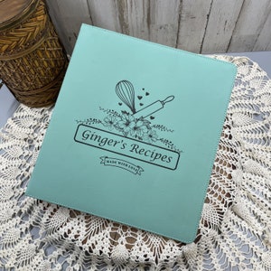Recipe Binder - 3 ring Personalized Binder, Custom Binder - Laser Engraved - Kitchen - Cooking