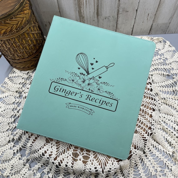 Personalized Recipe Binder: Laser Engraved Vegan Leather 3-Ring