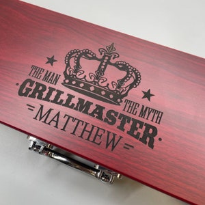 Personalized Rosewood Grill Set: Laser Engraved BBQ Tools