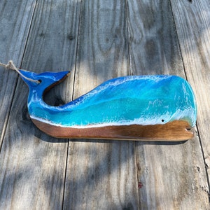 Resin Ocean Wave Whale Cutting Board: Bamboo Beach Decor