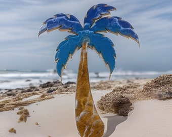 Palm tree resin art, beach resin art wall decor, ocean wall art, palm tree art, palm tree wall decor, ocean art, palm tree, beach palm tree