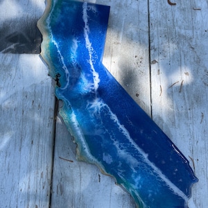 California ocean art, California resin art,  California Beach art,  California wall art,  state of California art,  California wall hanging