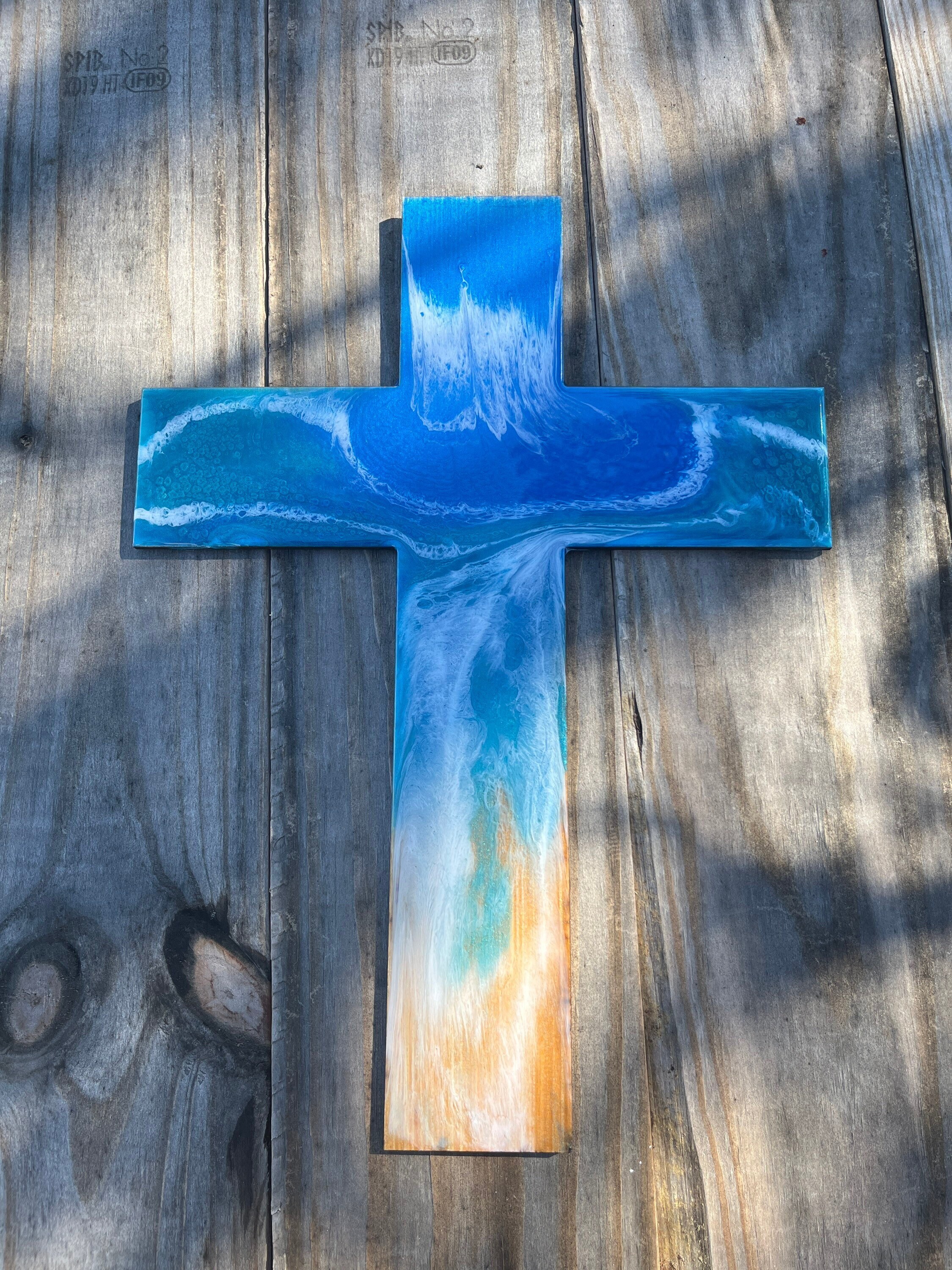 Ocean Wave Resin Cross: Beach House Decor (14x9 Inches) - Etsy