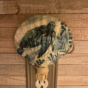 Sea Turtle Shell Nightlight,  Shell Art, Coastal Decor, sea turtle art, sea turtle shell, sea turtle light, shell light, shell art