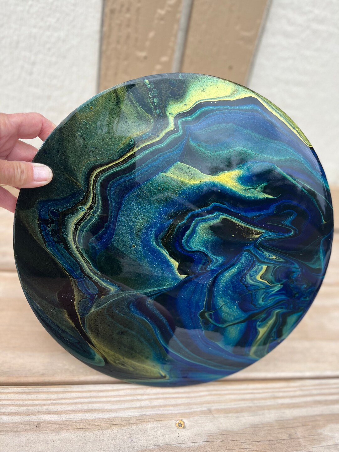 Wood Lazy Susan, Painted Lazy Susan, Resin Art Lazy Susan, Painted