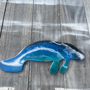 Manatee resin art, manatee wall hanging, ocean art manatee, resin manatee, beach art,  Florida manatee, Manatee gift, Manatee lover, manatee