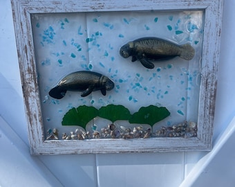 Handmade Manatee Wall Hanging: Beach Decor Sun Catcher, Beach lover gift idea, Manatee Lover Gift, Holiday gift for beach lover, Holiday