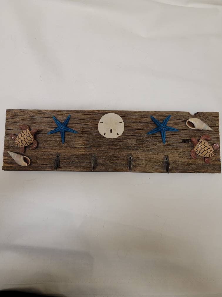 Coastal Key Holder Beach Key Holder Key Holder With Shells Etsy