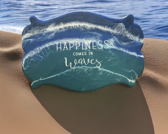 Resin art, beach sign, waves sign, ocean art sign, beach art sign, wall decor, beach art, ocean art, beach decor, beach lover, beach house