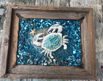 Crab Wall Hanging: Beach Decor Sun Catcher with Shells, Beach Decor, Beach House Gift, Crab Lover Gift