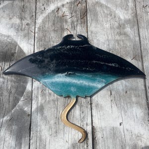 Manta Ray resin art,  sting ray wall hanging,  ocean art Manta Ray,  resin MantaRay, beach art, ray art, Manta Ray wall hanging, manta lover