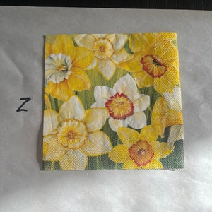 Floral Paper Napkins for Decoupage: Daffodil Craft Napkins