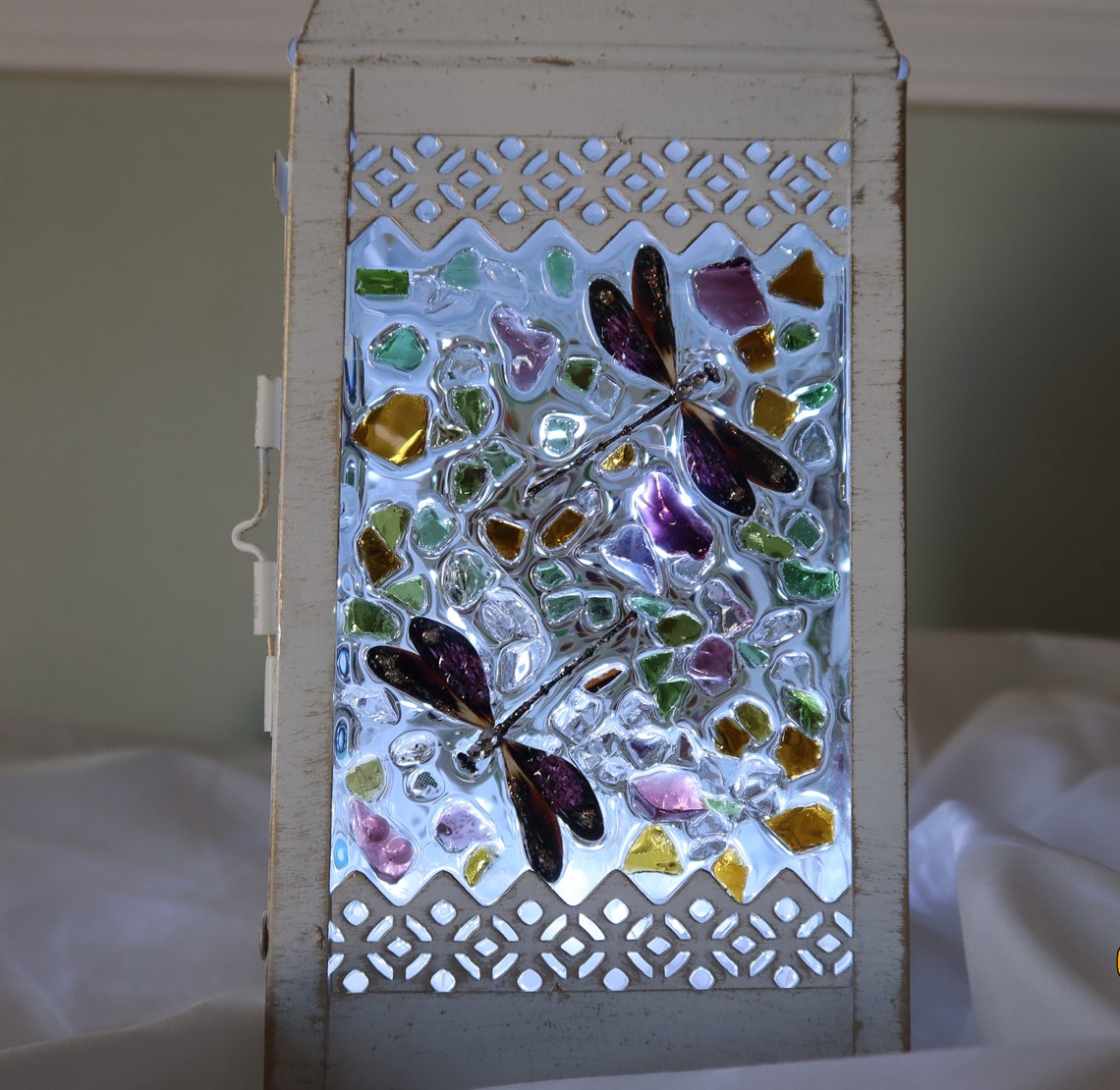 Dragonfly lantern lantern with dragonflies shabby chic Etsy