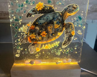 LED beach Light: Coastal Decor, Beach theme light, Beach light,  jellyfish light, sea turtle light, octopus light,  seashell light, handmade