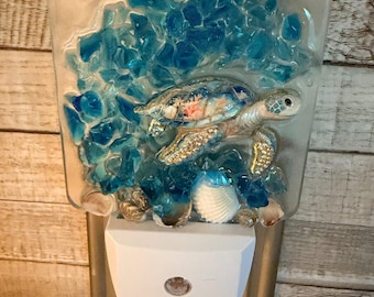 Beach nightlight, sea turtle nightlight, ocean nightlight, sea nightlight, beach house decor, beach light, sea turtle light, sea turtle gift