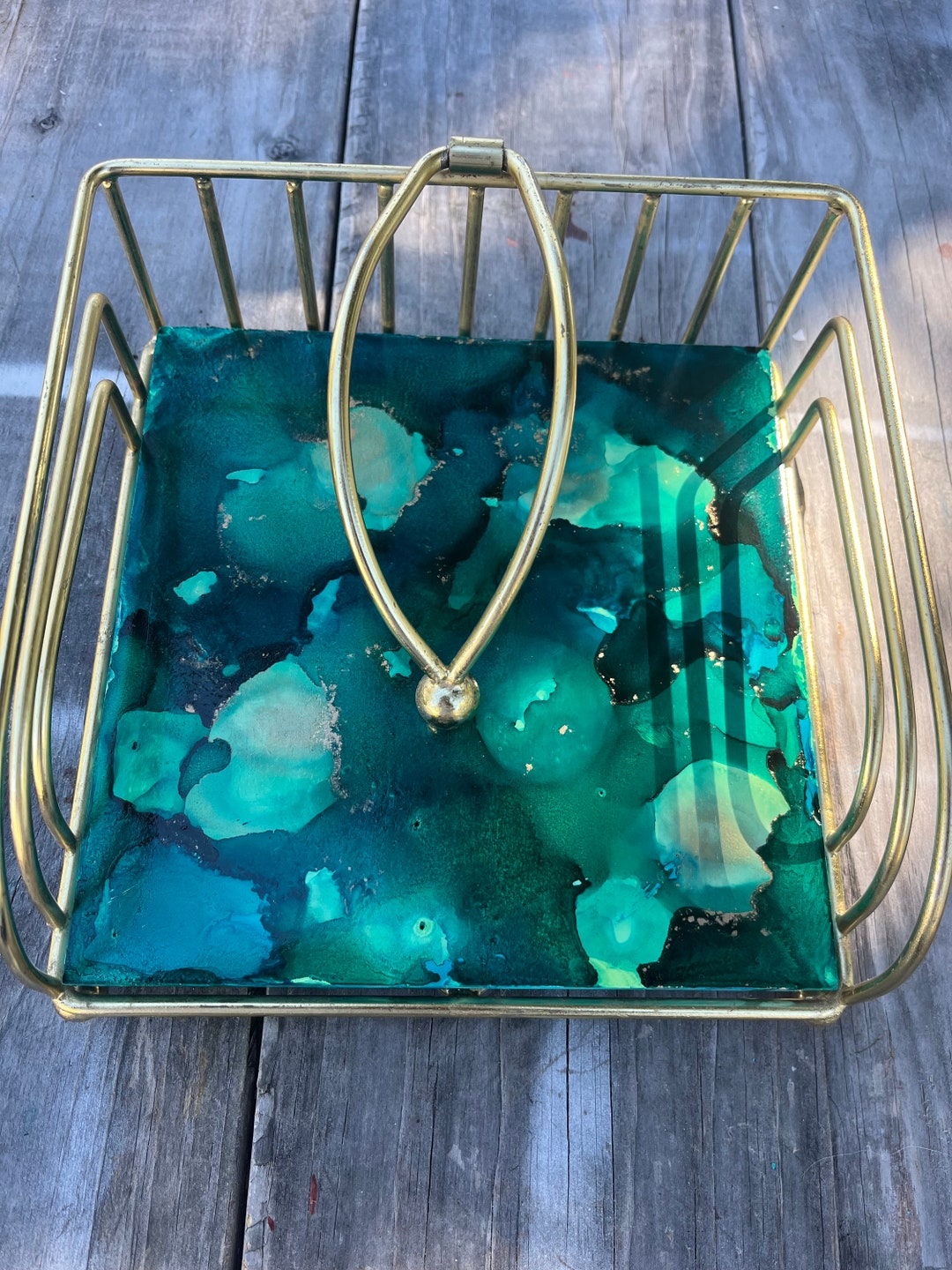 Alcohol Ink Napkin Holders Beach Napkin Holder Blue Napkin Etsy