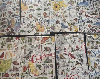 Ten Decoupage Paper state map Print napkins state napkins for crafts decoupage napkins state map decoupage napkins South Carolina napkins