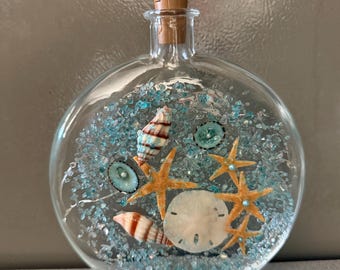 Sea Life Bottle Light: Starfish  Sand Dollar Coastal Decor Beach theme light up bottle Beach light