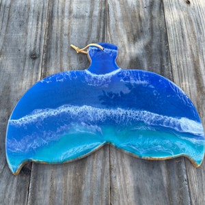 Whale Tail Bamboo Cutting Board: Ocean Resin Beach Decor
