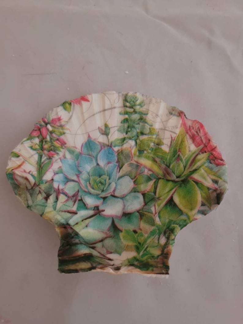 Trinket Dish Shell Art Succulent Shell Decoration Ring Holder Party Favors Shell Art Decoupaged scallop shell Candle Holder