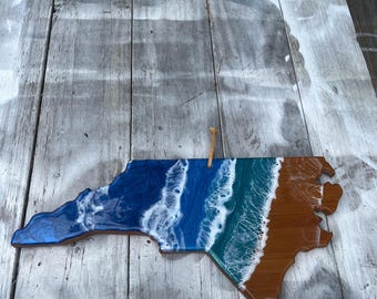 North Carolina Bamboo Cutting Board: Ocean Resin NC Charcuterie Board