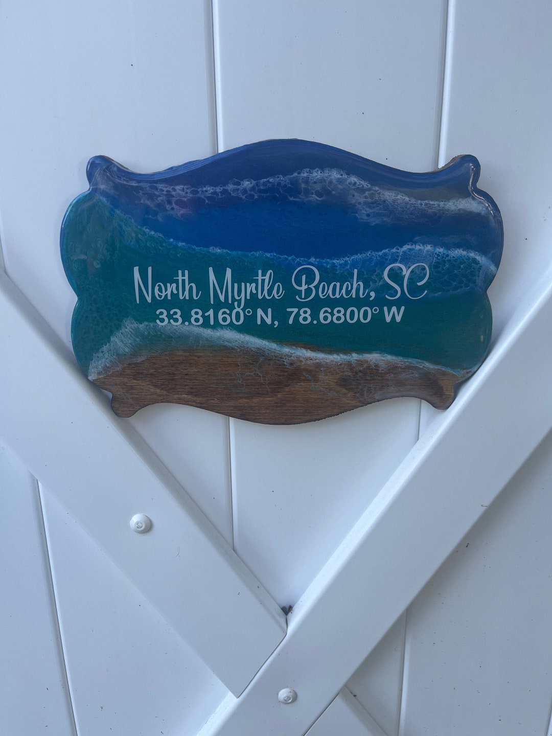 Resin Art Beach Sign North Myrtle Beach Sign Ocean Art Etsy