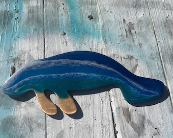 Ocean Resin Manatee Wall Art: Beach Home Decor