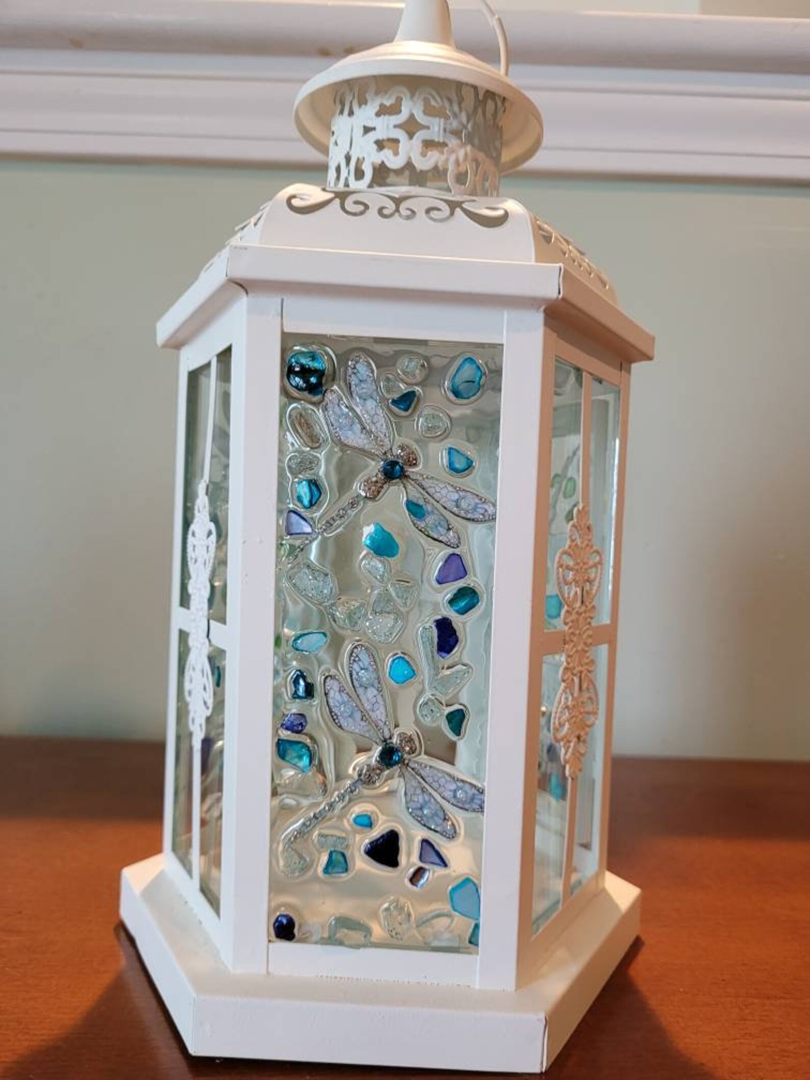 Dragonfly lantern lantern with dragonflies shabby chic Etsy