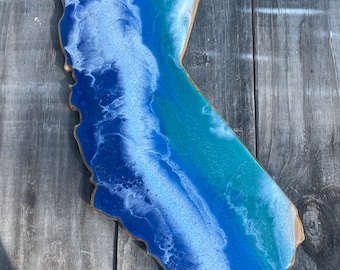 California Bamboo Cutting Board: Ocean Resin Charcuterie Board