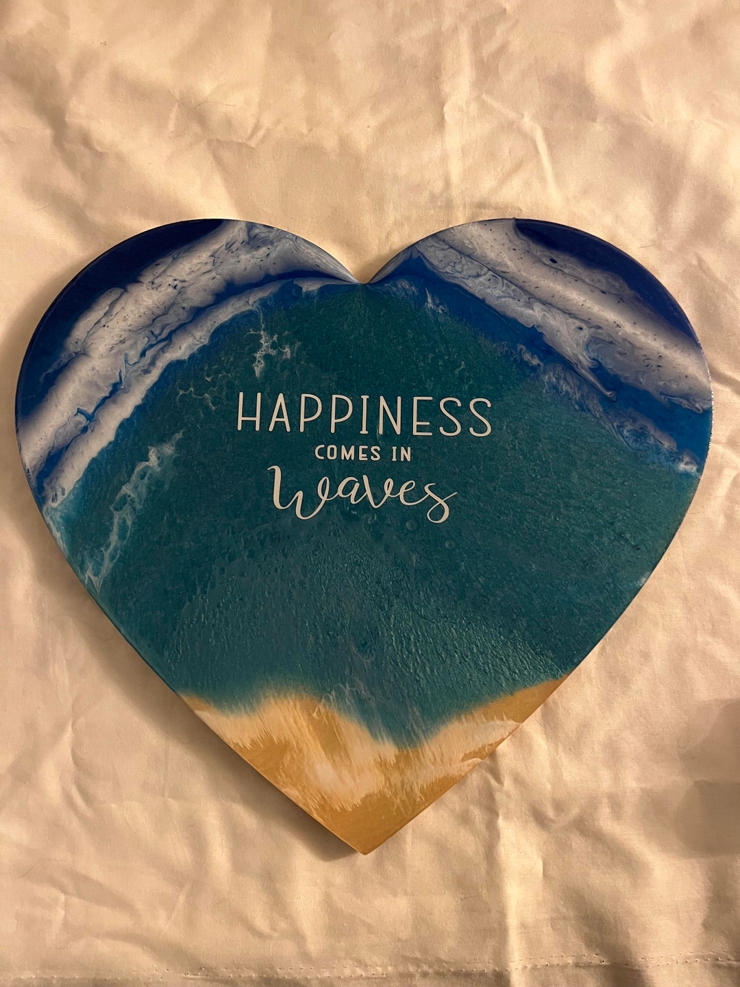 Beach Heart Resin Art: Ocean Wave Wall Hanging - Etsy