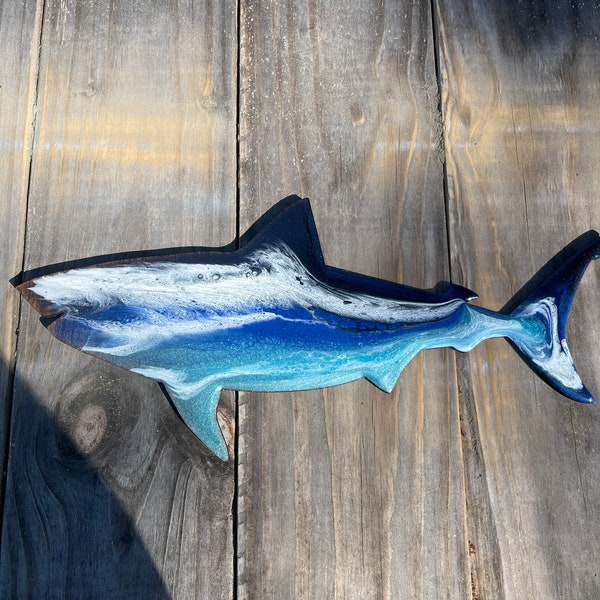 Resin Shark Wall Art: Ocean Beach Home Decor