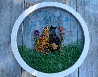 Cat Suncatcher: Cat Decor, Moon Gift, Gift for Cat Lover, Cat mom Gift, cat Art, kitty cat art, cat wall art, cat sun catcher, cat gift idea