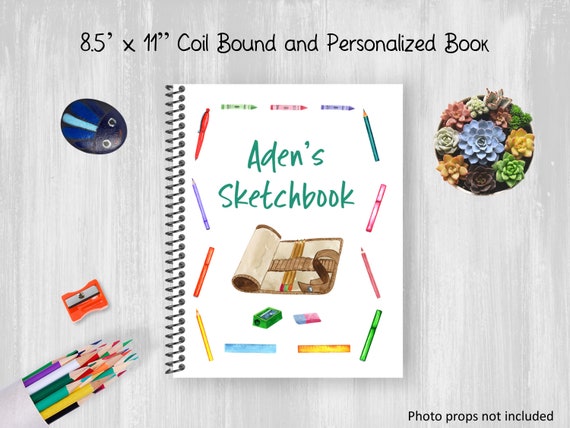 Personalized Notebook, Baking Sketchbook, Coil Bound, Write Recipes,  Drawing Journal, Book for Kids or Teens, Customize With Name 