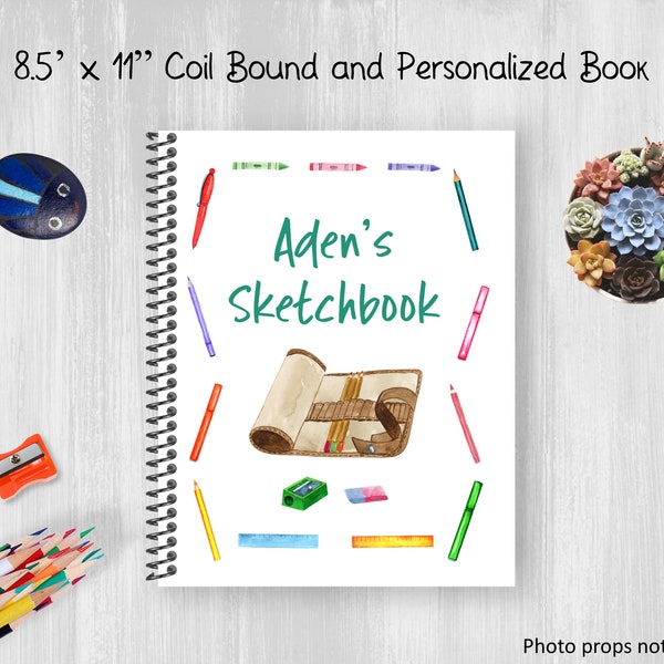 Personalized Sketchbook, Art Supplies Notebook, Coil Bound, Write Stories, Drawing Journal, Teens, Adults, Customize With Name, Sketch Pad