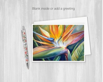 Watercolor Bird Of Paradise, A6 Greeting Card, All Occasion Note Card, Add Personalized Salutation