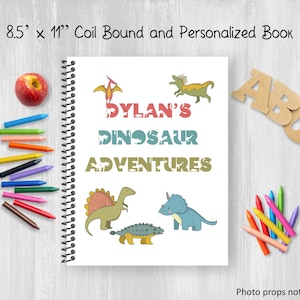 Dinosaur Sketchbook, Personalized Notebook, Drawing Journal For Adults or Kids with Customize Name, Coil Bound