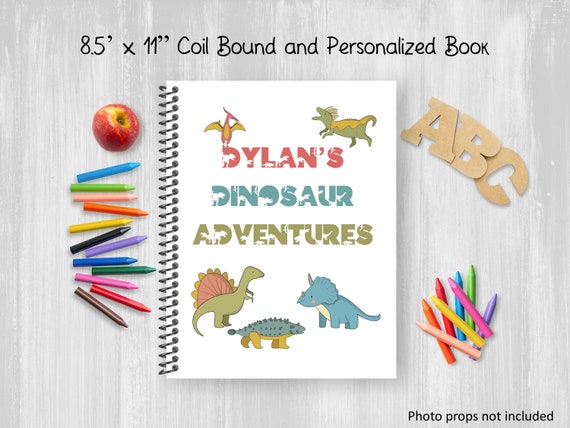Personalized Kids Sketchbook, Drawing Book, Notebook, Dinosaurs, Coil  Bound, Write Stories, Boy's Journal, Customize Name, Quiet Time Book 