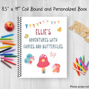 Fairies and Butterflies Sketchbook, Personalized Notebook, Drawing Journal For Adults or Kids with Customize Name, Coil Bound, Flowers