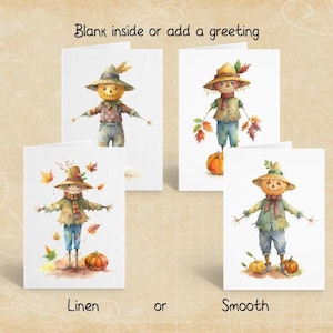 Joli jeu de cartes épouvantail, cartes de voeux pour Thanksgiving, papeterie d'automne, lin ou enveloppe lisse, autocollante